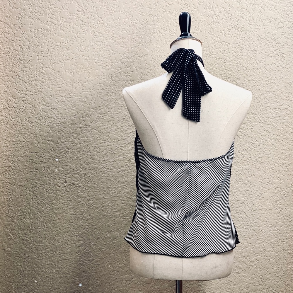 Retro multi pattern halter in black and white